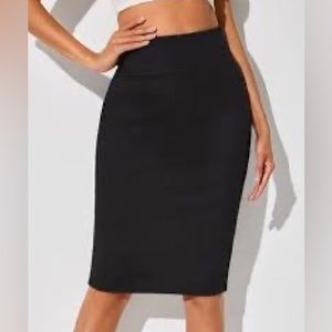 Athleta soft modal stretch black high waist midi skirt